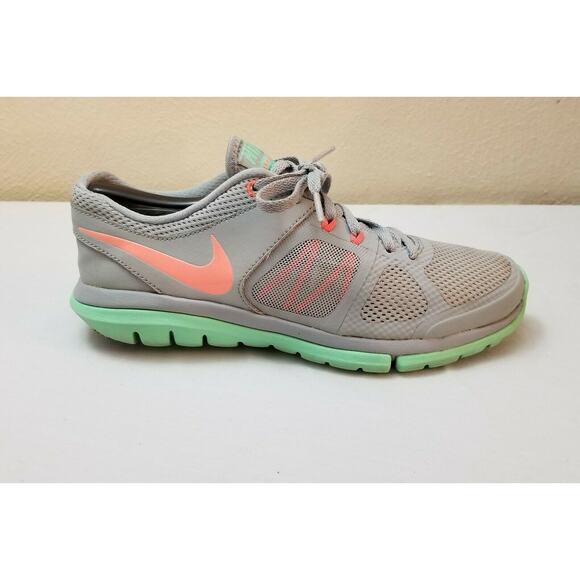 Nike Flex RN 2014 Gray Mango Green Glow Running Shoes 642767-007 Women’s Size 7 - Picture 1 of 10